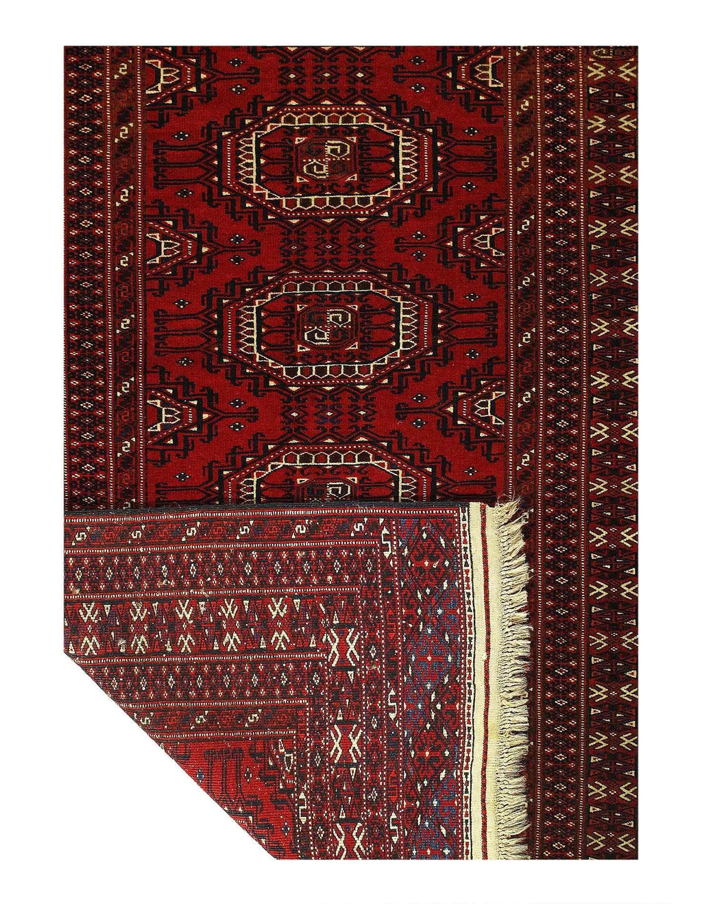 Canvello Red Russian Turkman Rug - 3'6'' x 5'8''