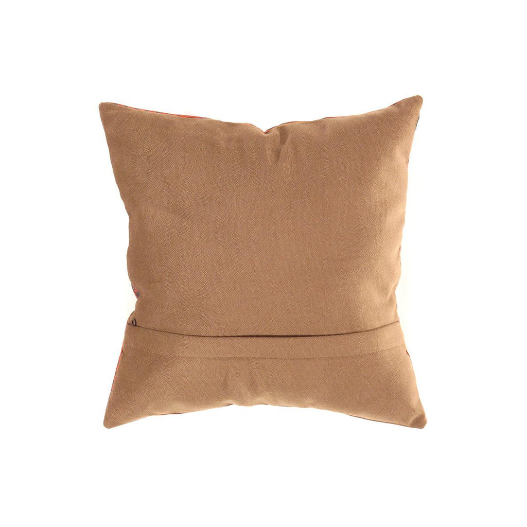 Canvello Rust Silkroad Heriz Velvet Pillow 16' X 16'