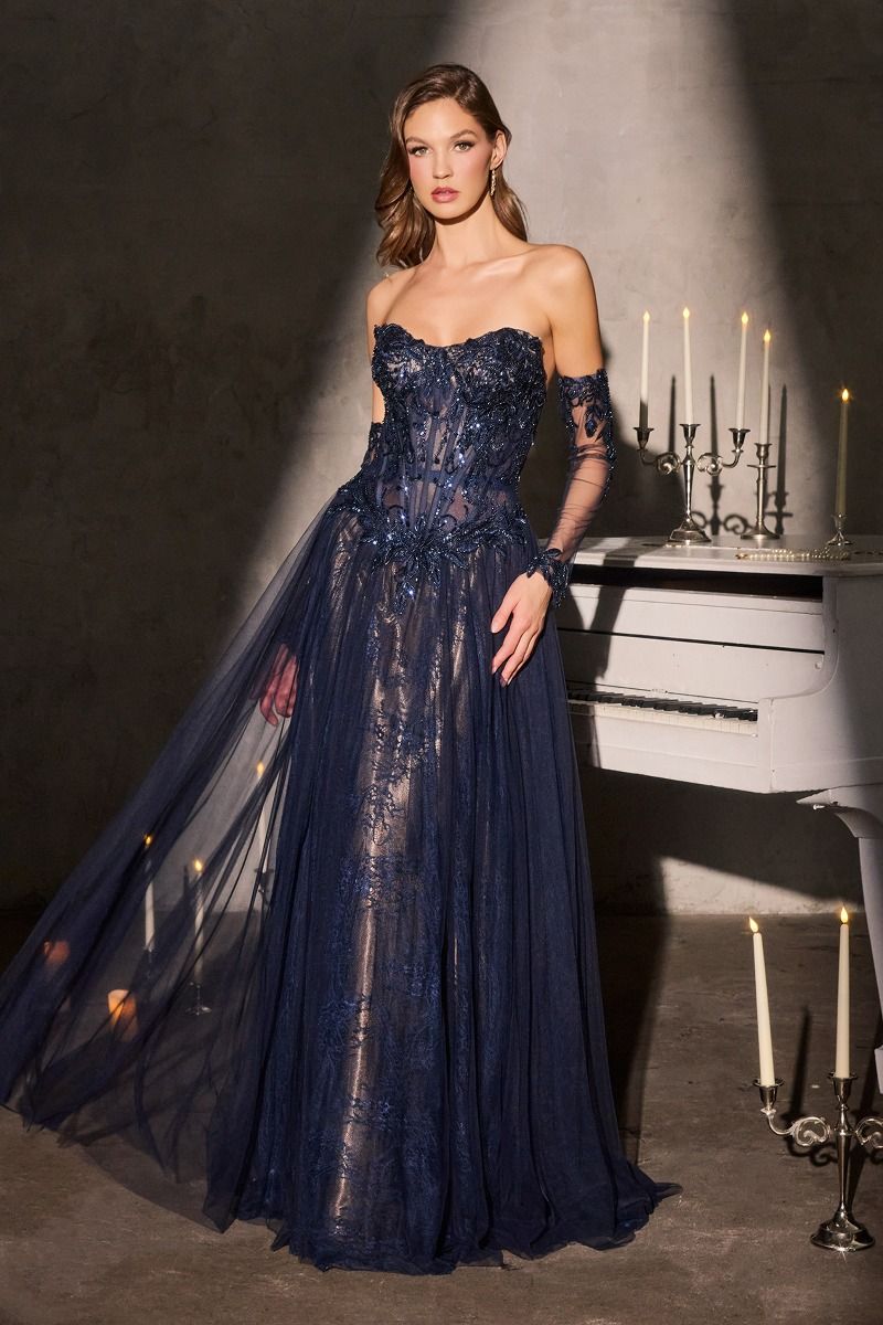 Strapless A-Line Dress & Removable Sleeves