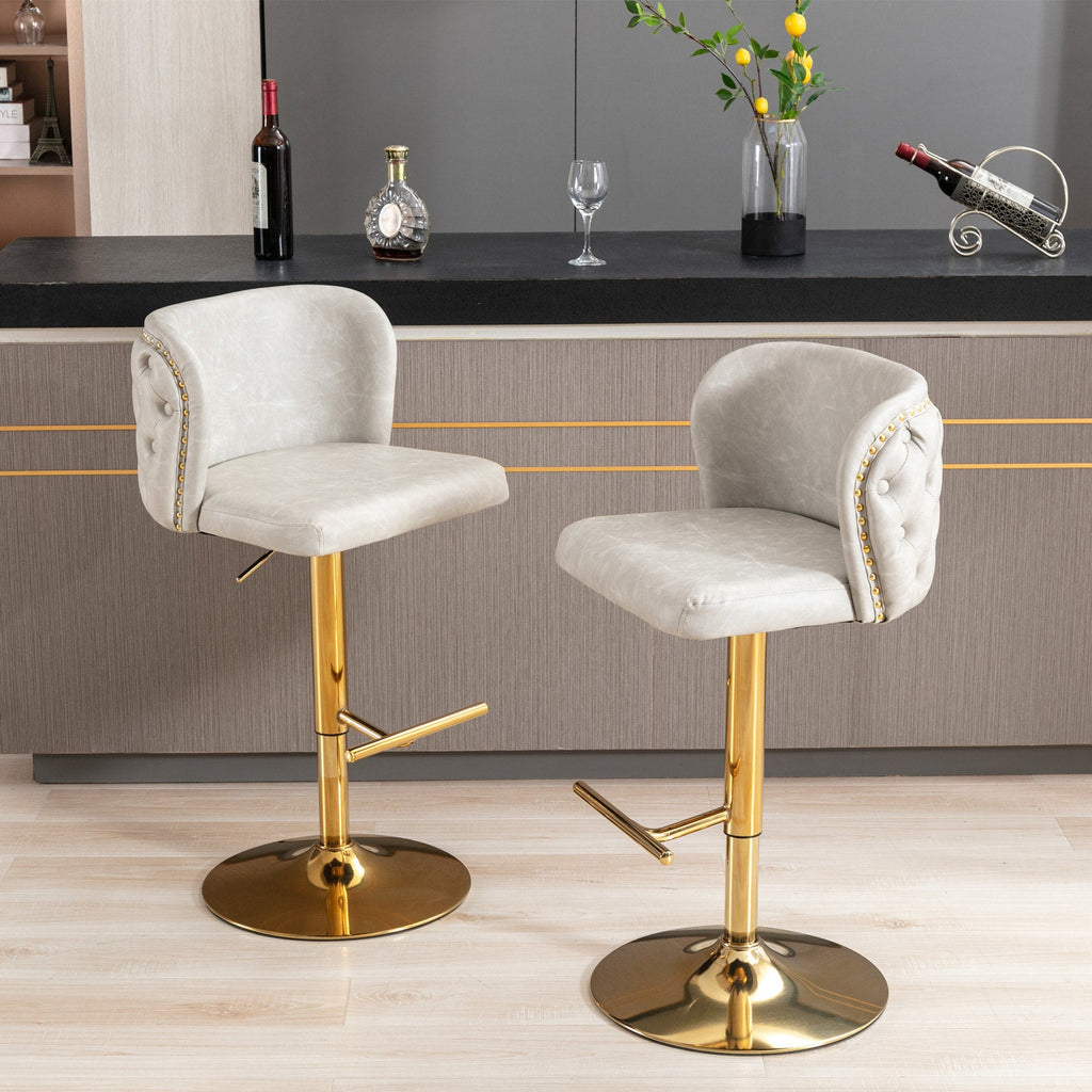 Set of 2 Modern PU Upholstered Swivel Barstools