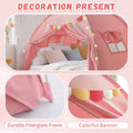 Pink Full Size Canopy Tent Dual Door Access Blackout Fabric