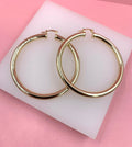 18K Gold Filled 5mm Thick Lever Back Hoop Earrings (J13)