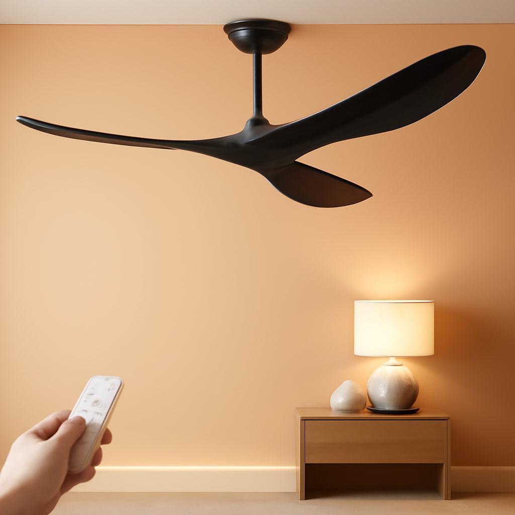 52 Inch Matte Black Ceiling Fan With Remote Walnut Blades