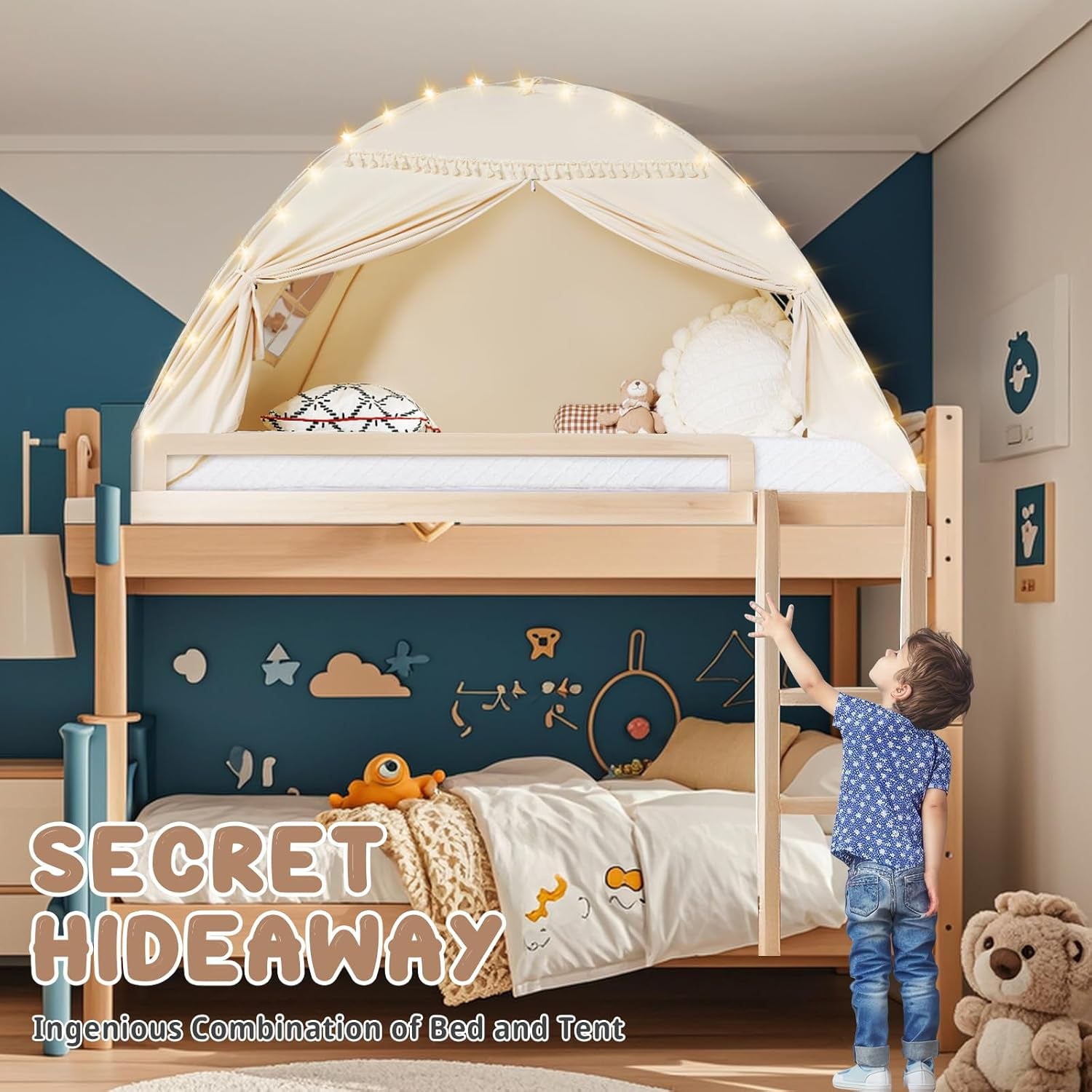 Golden Beige Premium Toddler Canopy Bed Tent Privacy