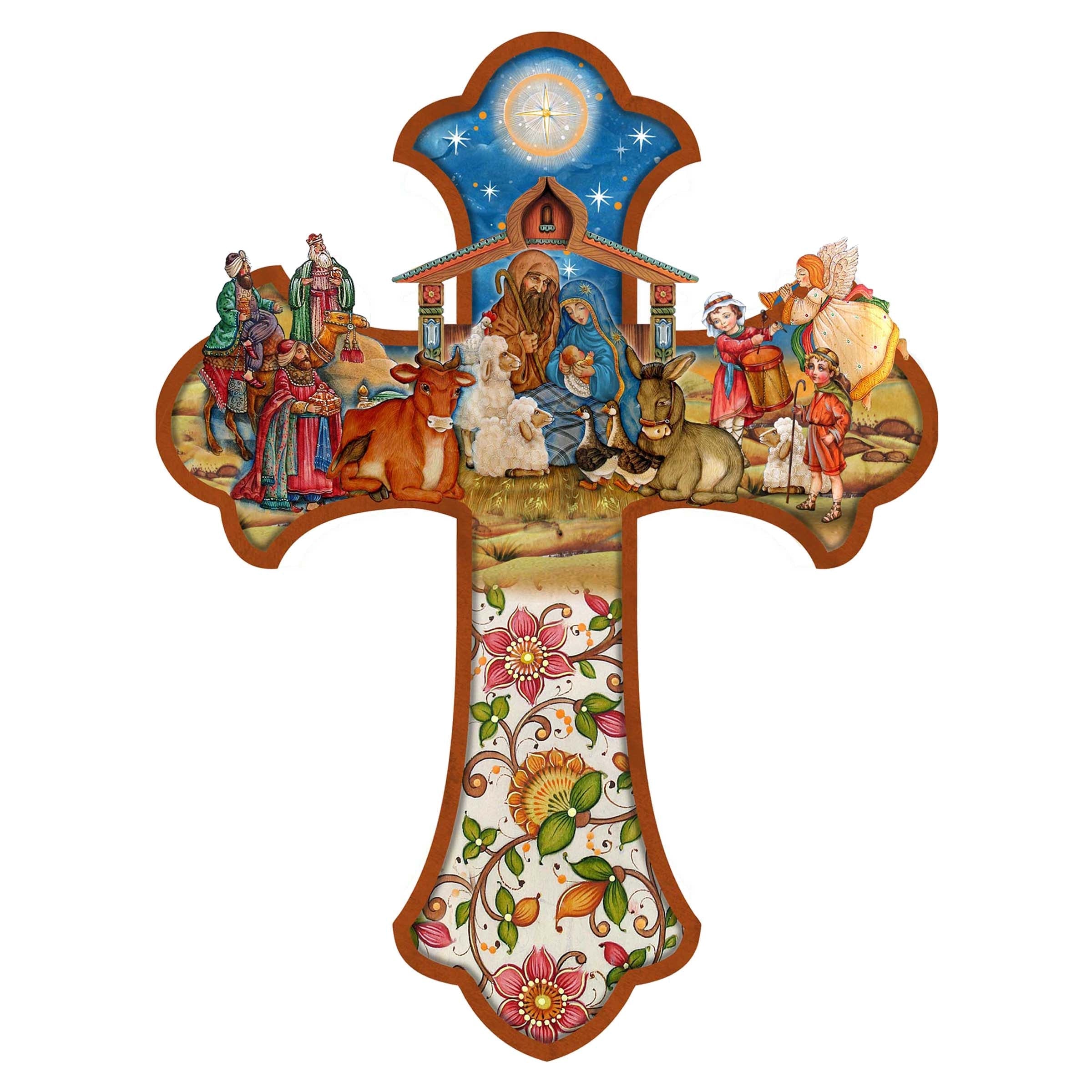 Nativity Cross Outdoor Decor by G. DeBrekht - Nativity Holiday Decor - 8191164F