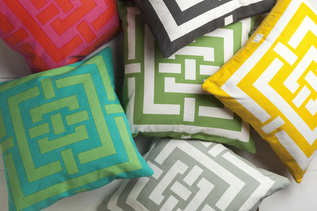 Greenisland Green Geometric Pattern Throw Pillow - Clearance