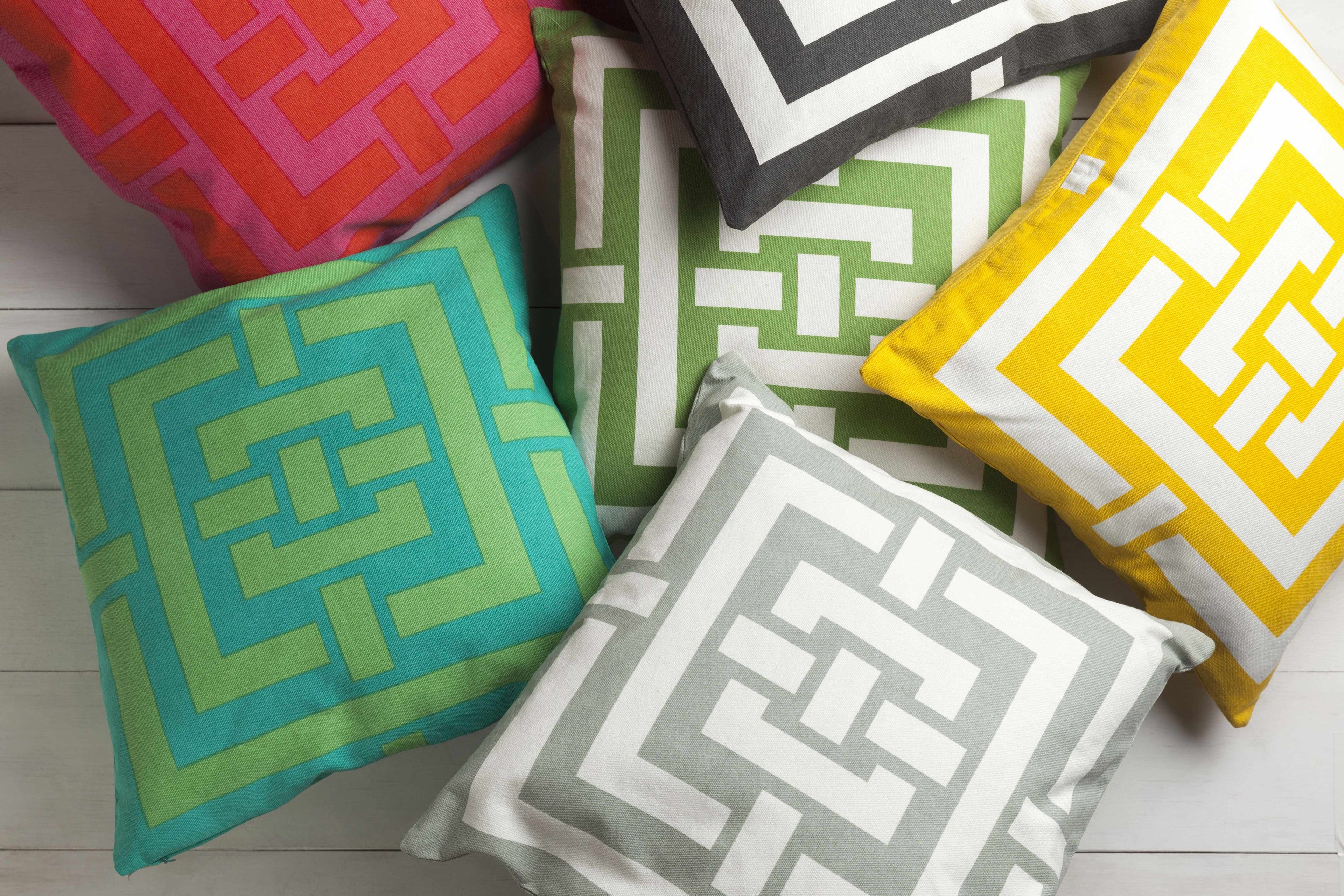 Greenisland Green Geometric Pattern Throw Pillow - Clearance