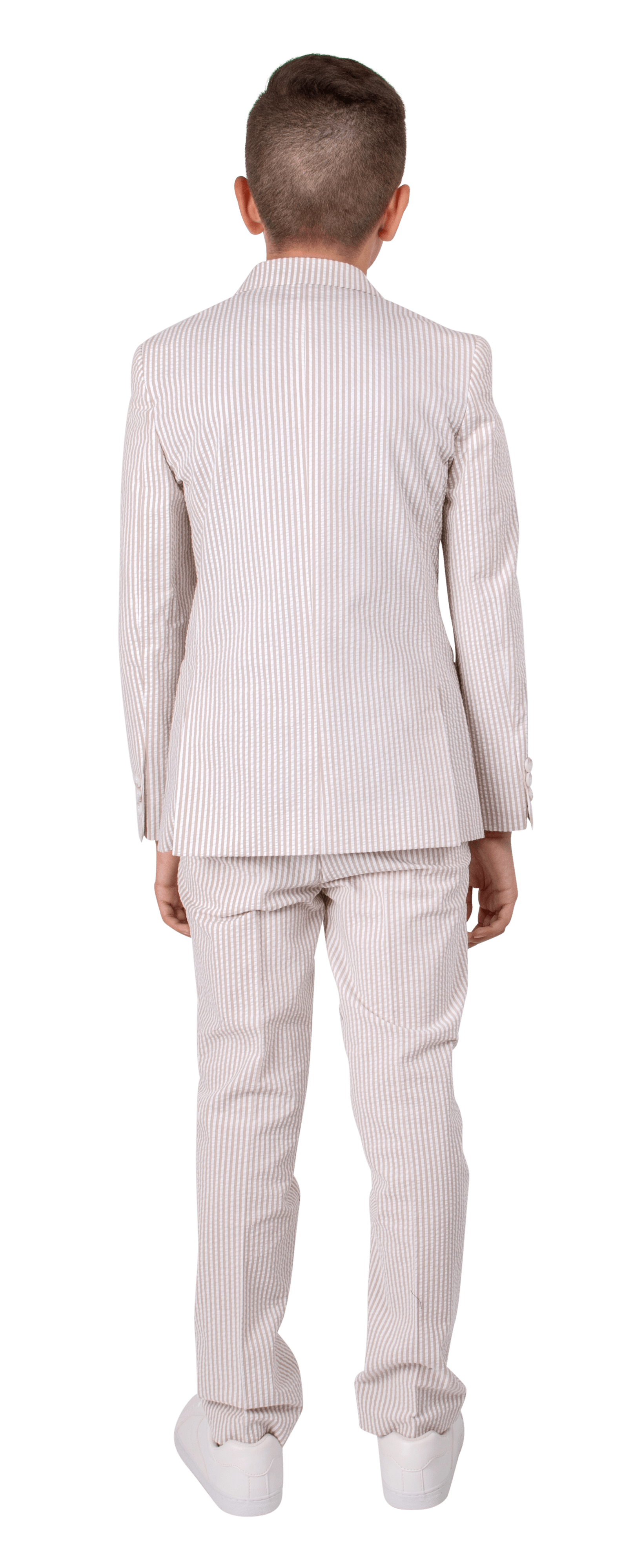 Ferrecci Boys Seersucker 2pc Suit Set Tan