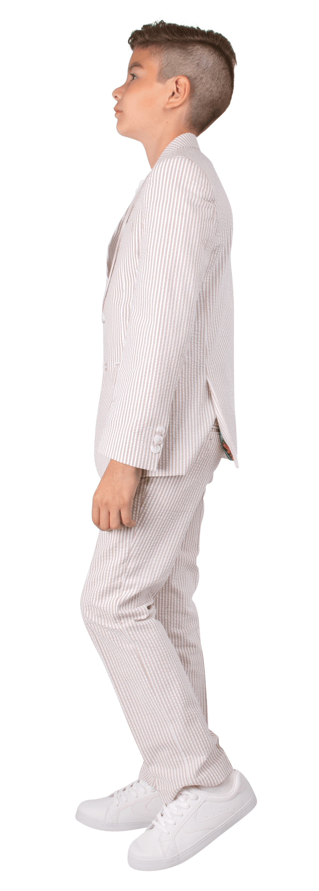 Ferrecci Boys Seersucker 2pc Suit Set Tan