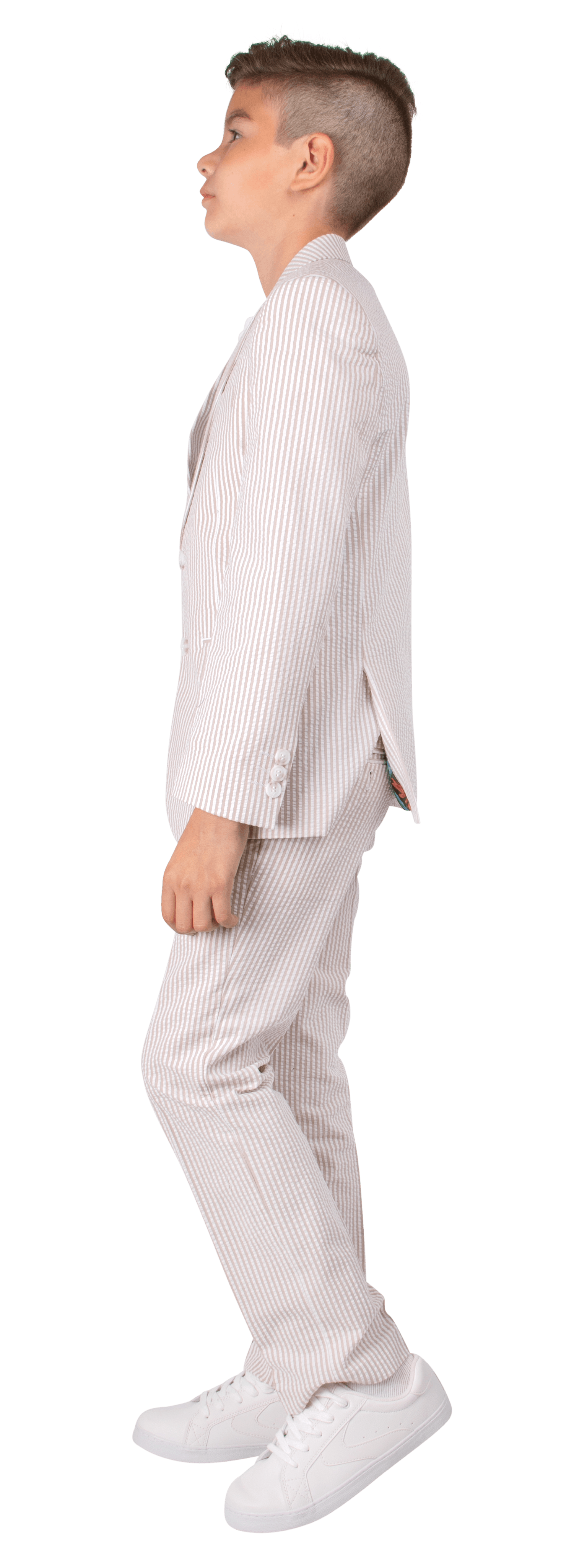 Ferrecci Boys Seersucker 2pc Suit Set Tan