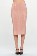 Solid Plisse Midi Skirt with Elastic Waistband-0