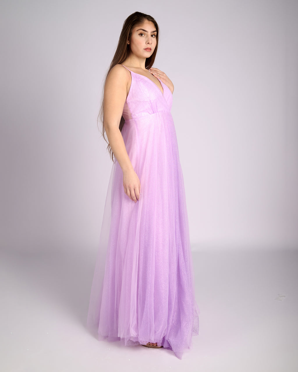Nefeli Lilac Evening Prom Glitter Dress