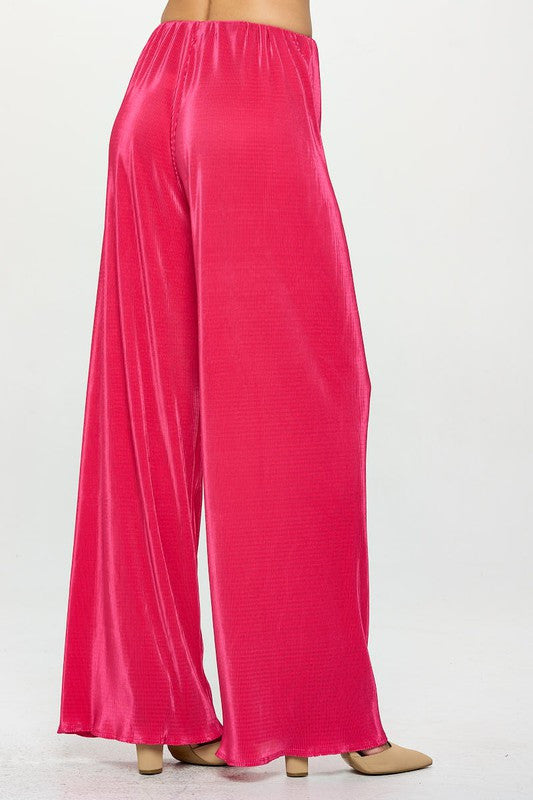 Vibrant Plisse Lined Straight Pants