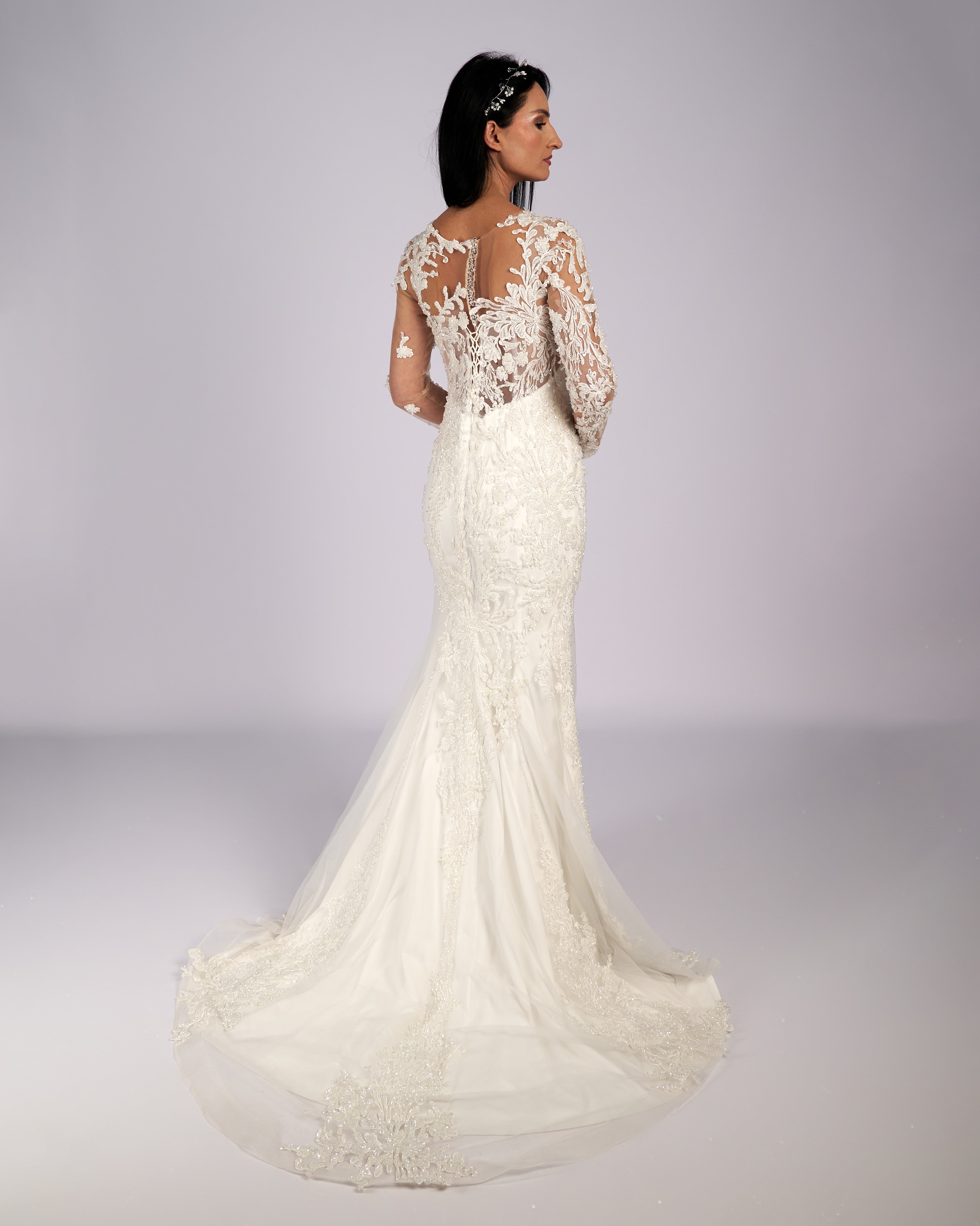 Estelle Rhinestone Hand Beaded Mermaid Bridal Gown Wedding Dress