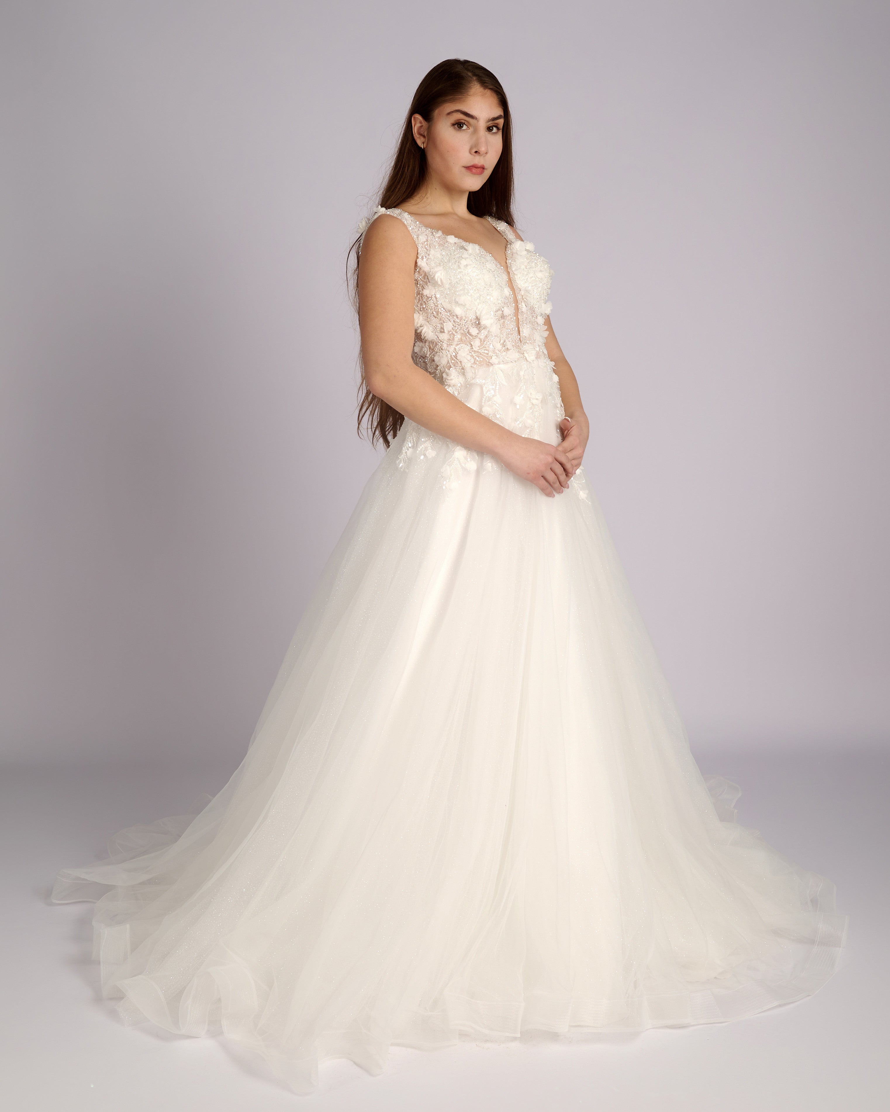 Inesse 3d Flowers  Rhinestone Bodice Wedding Dress νυφικο φορεμα
