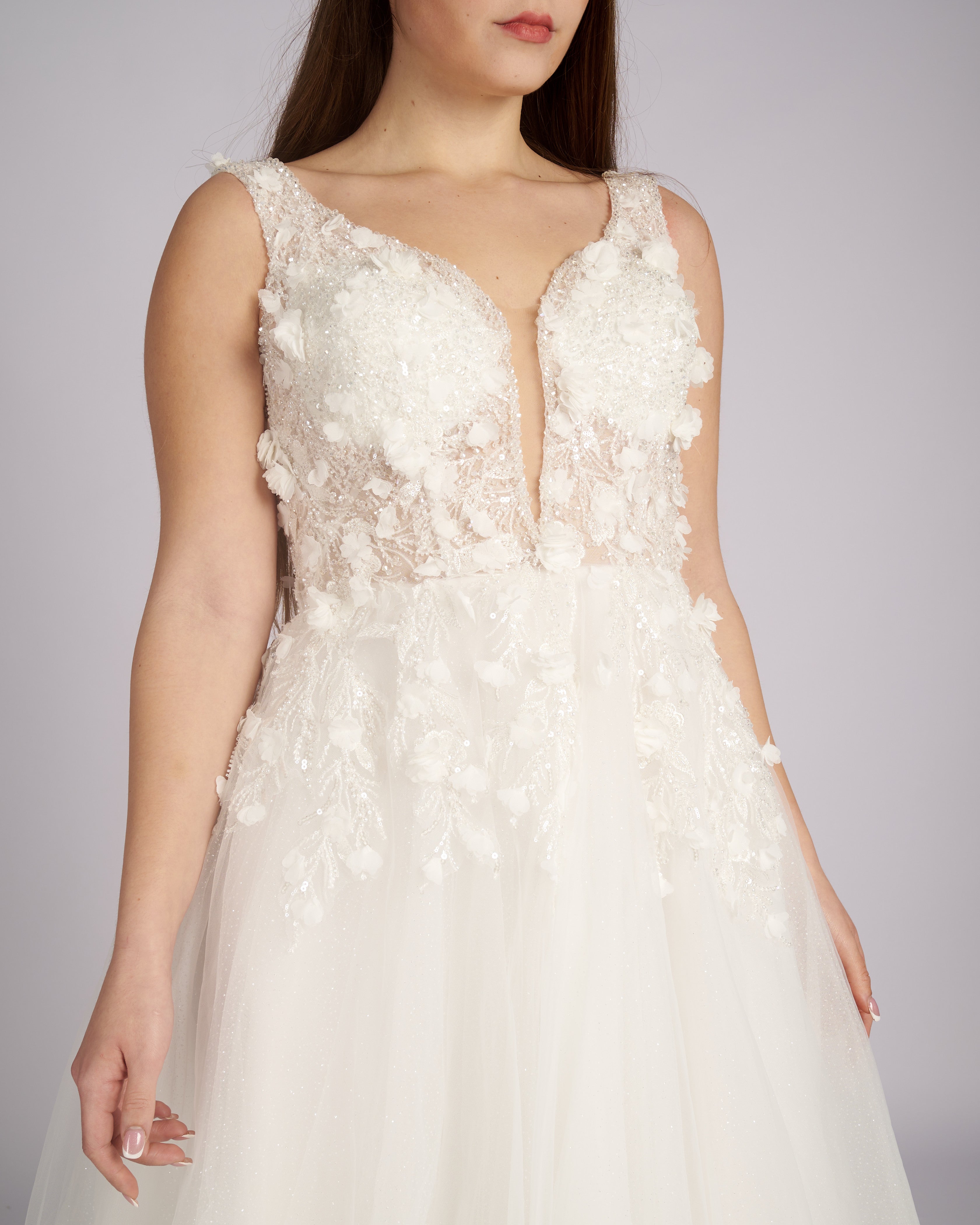 Inesse 3d Flowers  Rhinestone Bodice Wedding Dress νυφικο φορεμα