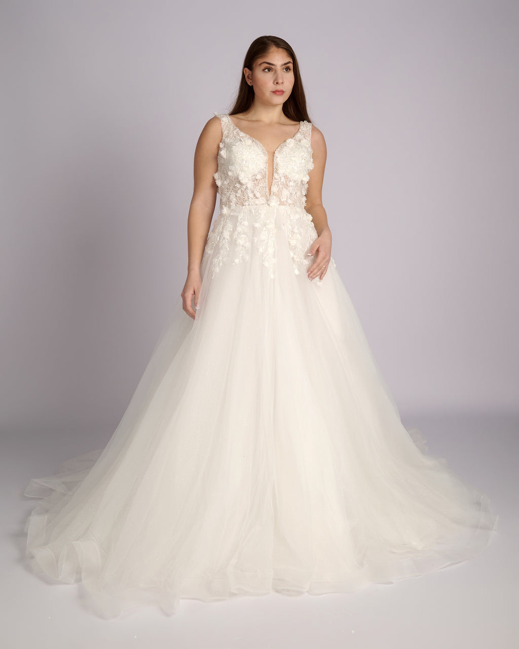 Inesse 3d Flowers Rhinestone Bodice Bridal Gown 3d Flowers Rhinestone Bodice Bridal Gown