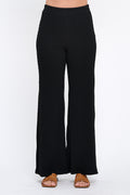 Textured Wide Leg Pants with Elastic Waistband-0