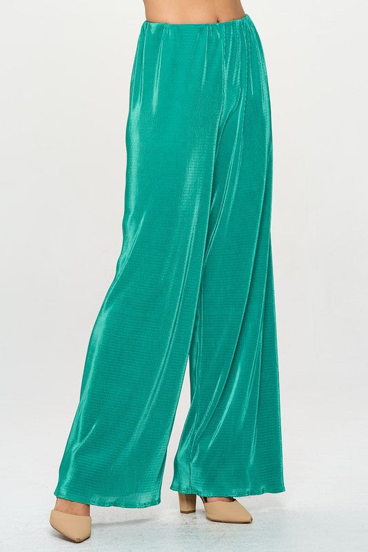 Vibrant Plisse Lined Straight Pants