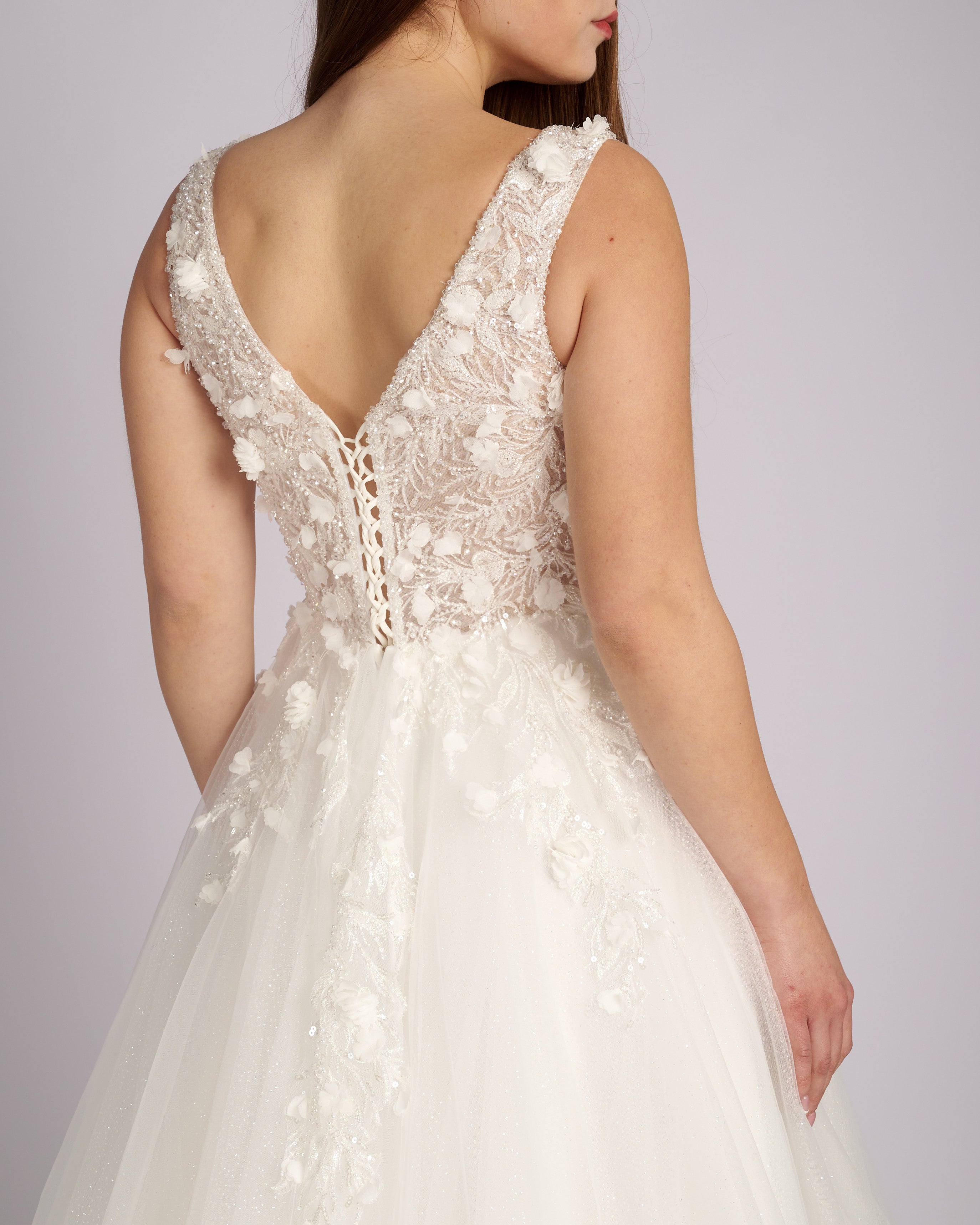 Inesse 3d Flowers  Rhinestone Bodice Wedding Dress νυφικο φορεμα
