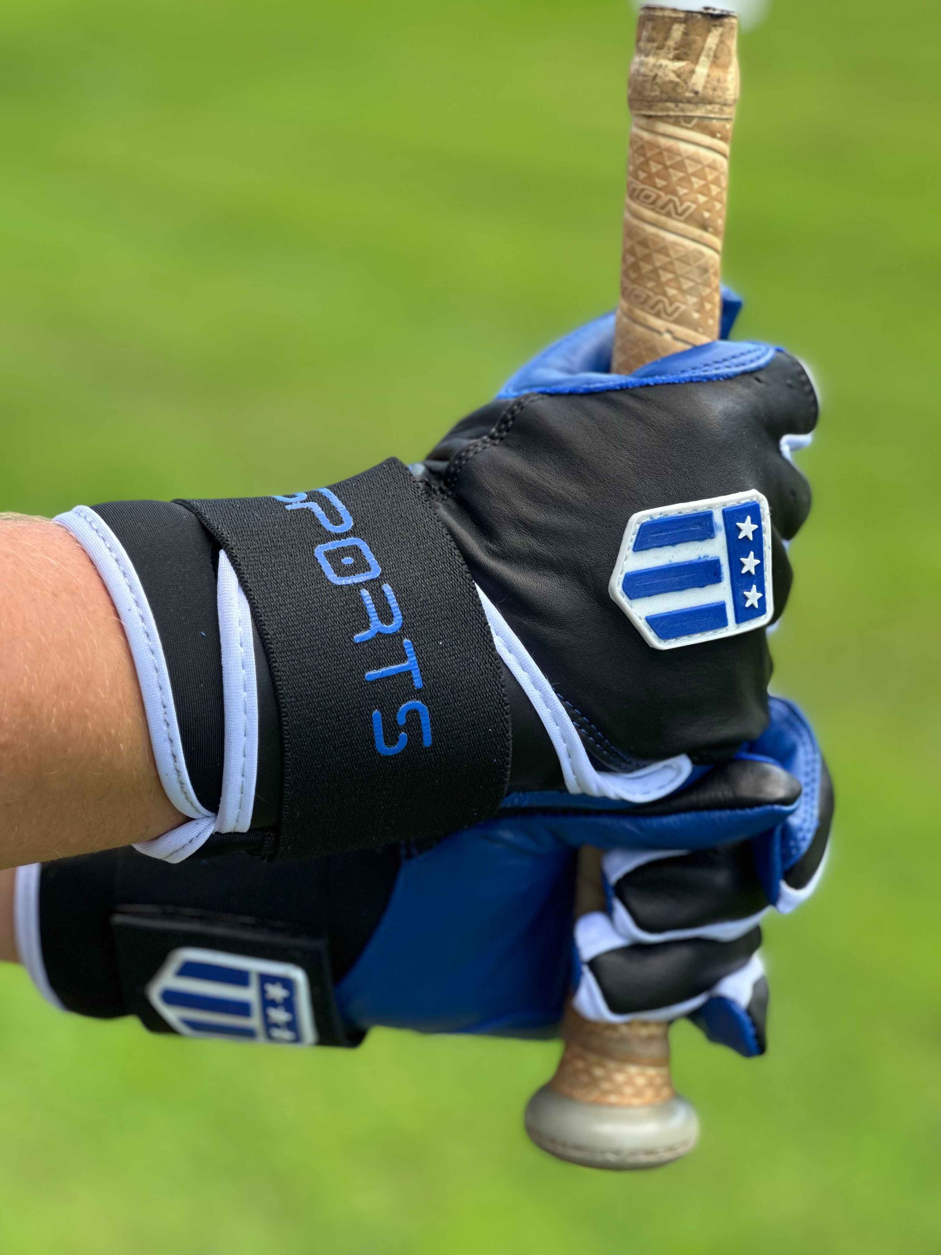Long cuff Black with a Royal Blue Palm Stock