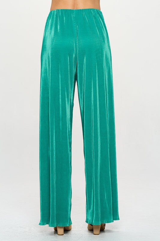 Vibrant Plisse Lined Straight Pants