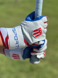 Long cuff White with a Royal Blue Palm Stock