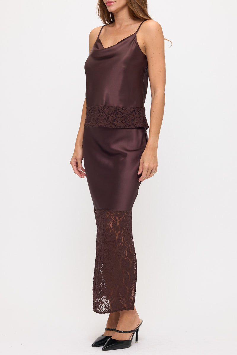 Lace Trim Satin Cami Top