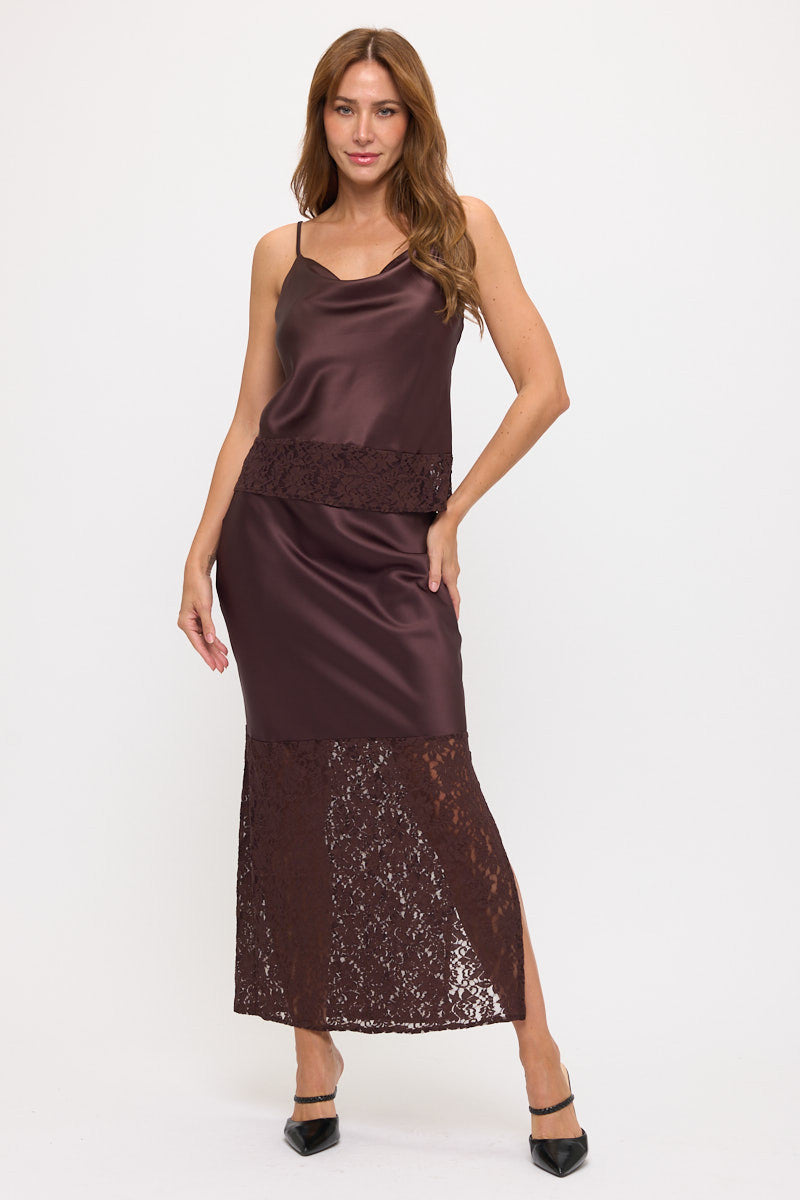 Lace Trim Satin Cami Top