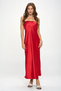Silky Satin Tube Draped Dress