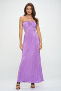 Plisse Halter neck Maxi Cutout Dress with Open Back