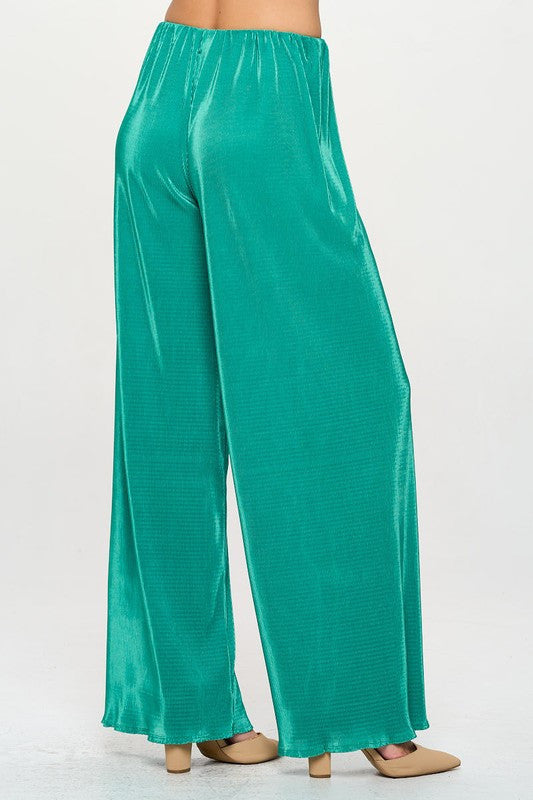Vibrant Plisse Lined Straight Pants