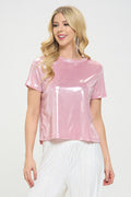 Metallic Short Sleeve Top-0