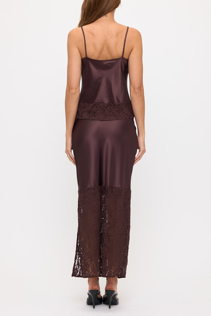 Lace Trim Satin Cami Top