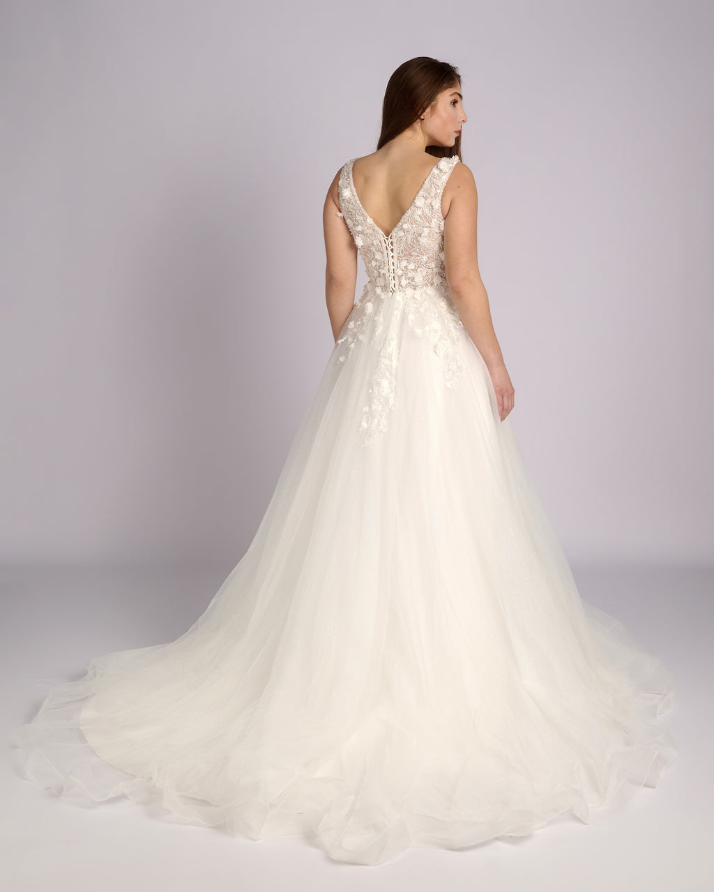 Inesse 3d Flowers Rhinestone Bodice Bridal Gown 3d Flowers Rhinestone Bodice Bridal Gown