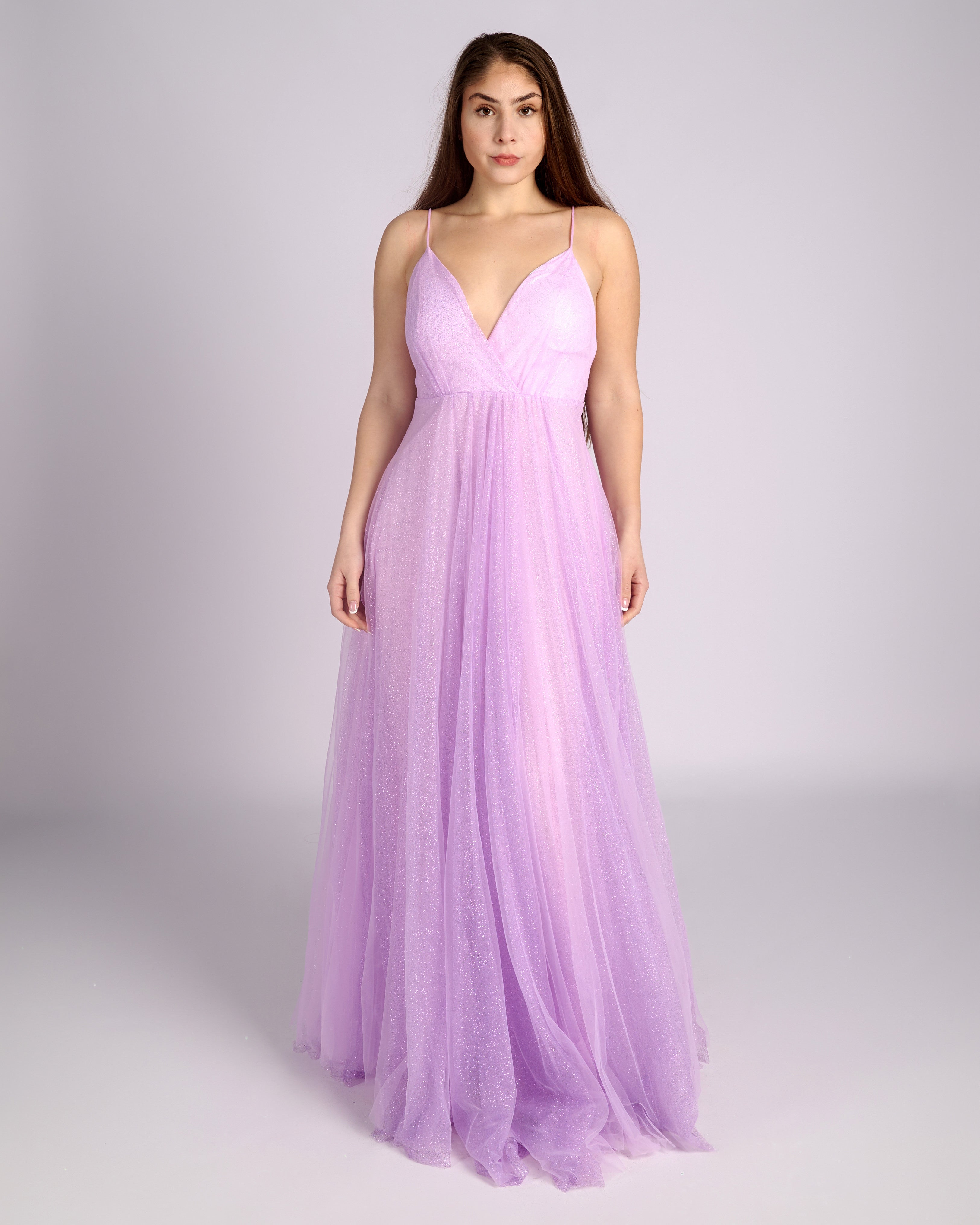 Nefeli Lilac Evening Prom Glitter Dress