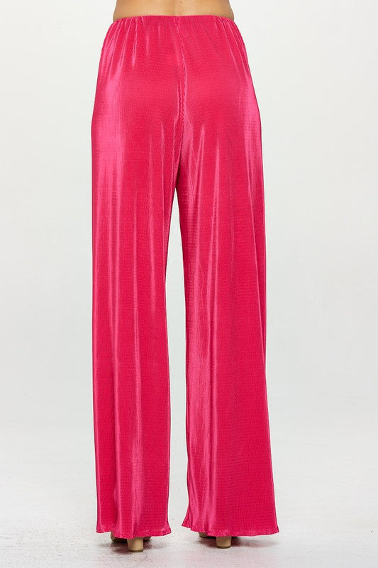Vibrant Plisse Lined Straight Pants