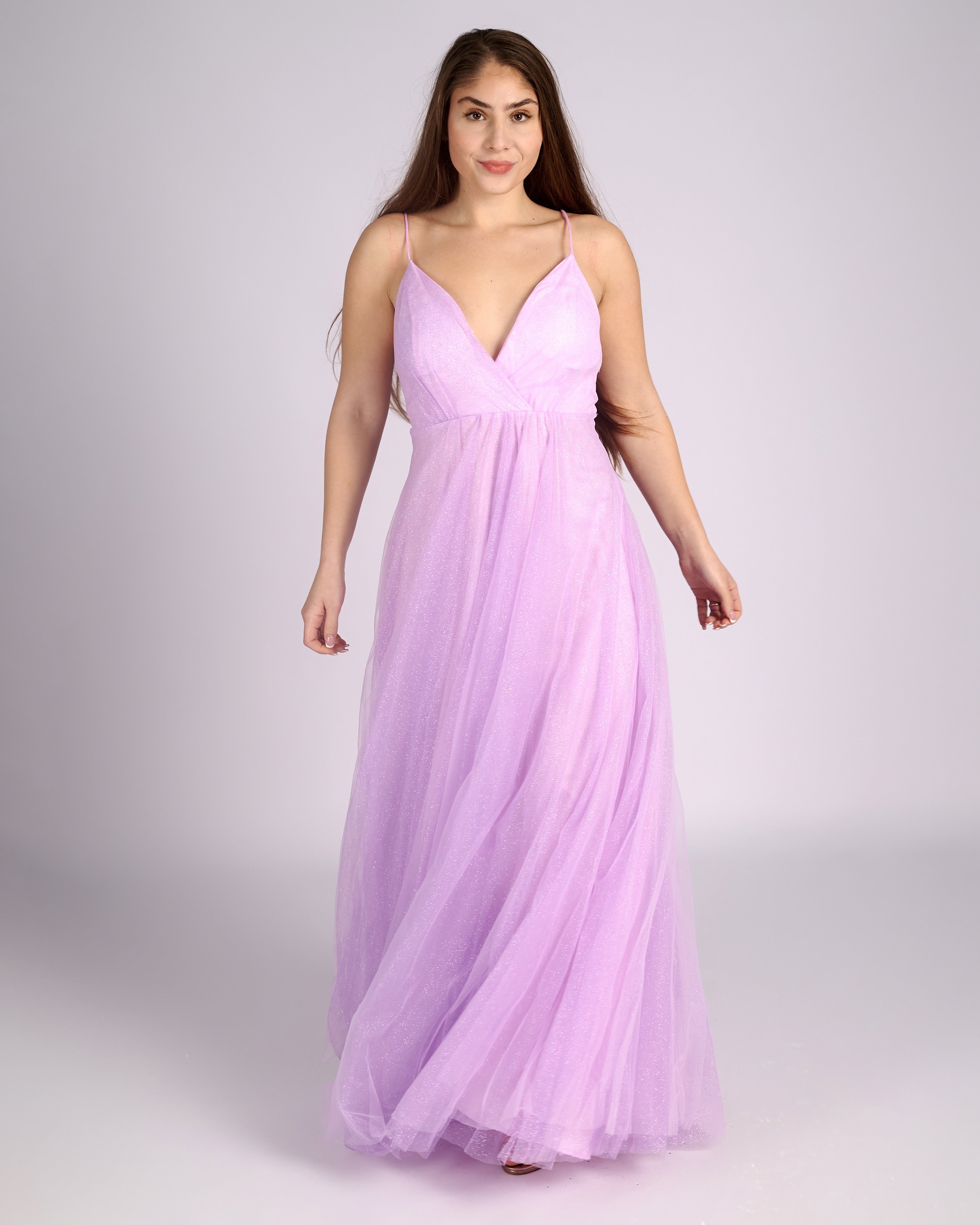 Nefeli Lilac Evening Prom Glitter Dress