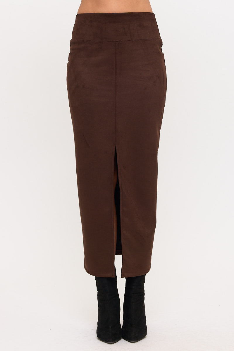 Faux Suede Midi Skirt