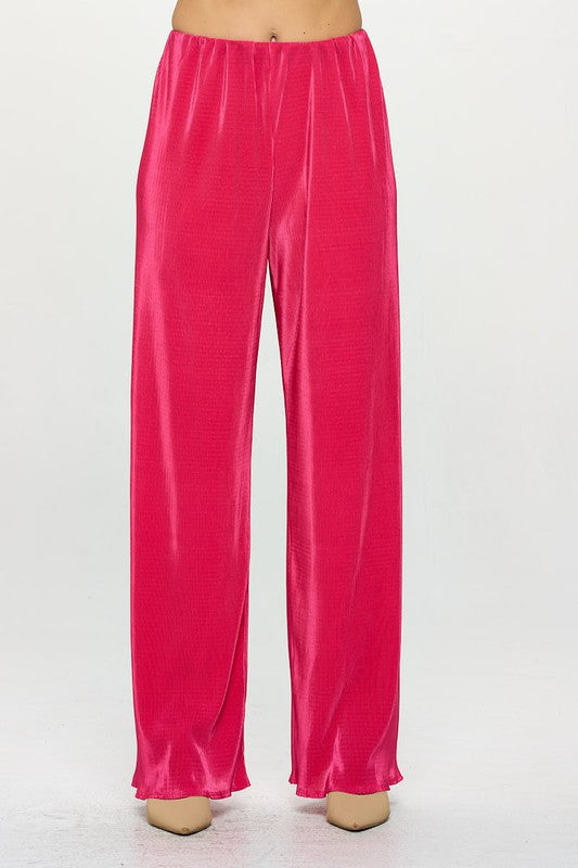 Vibrant Plisse Lined Straight Pants