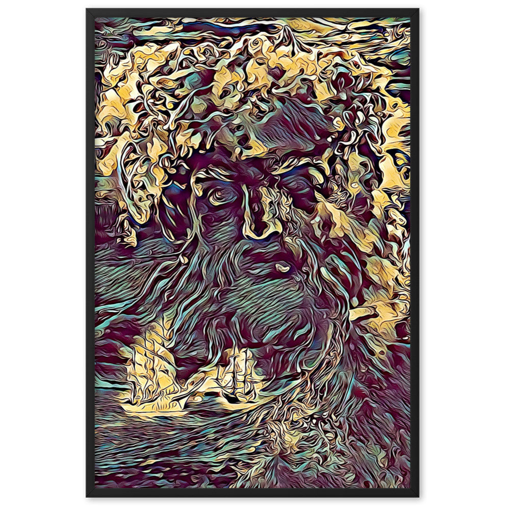 WHEN POSEIDON ASKED THE WAVES TO DANCE TALE Framed Poster