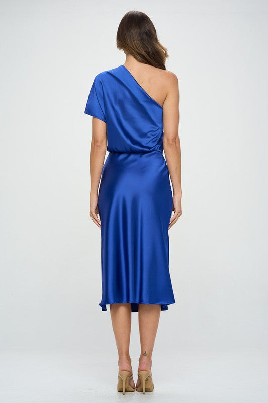 Stretch Satin One Shoulder Dress