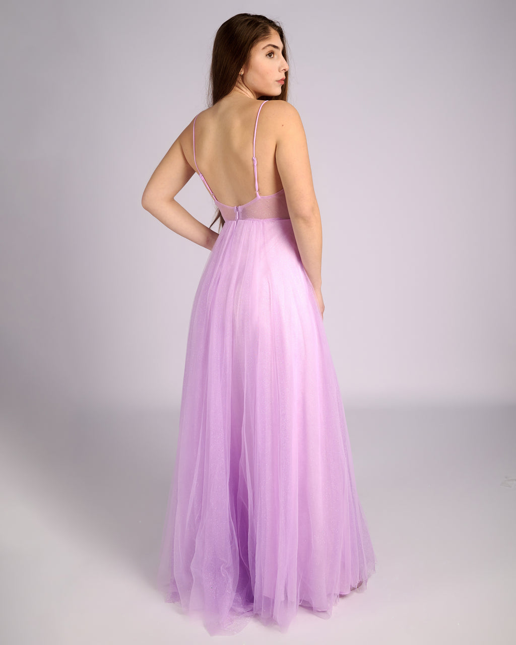 Nefeli Lilac Evening Prom Glitter Dress