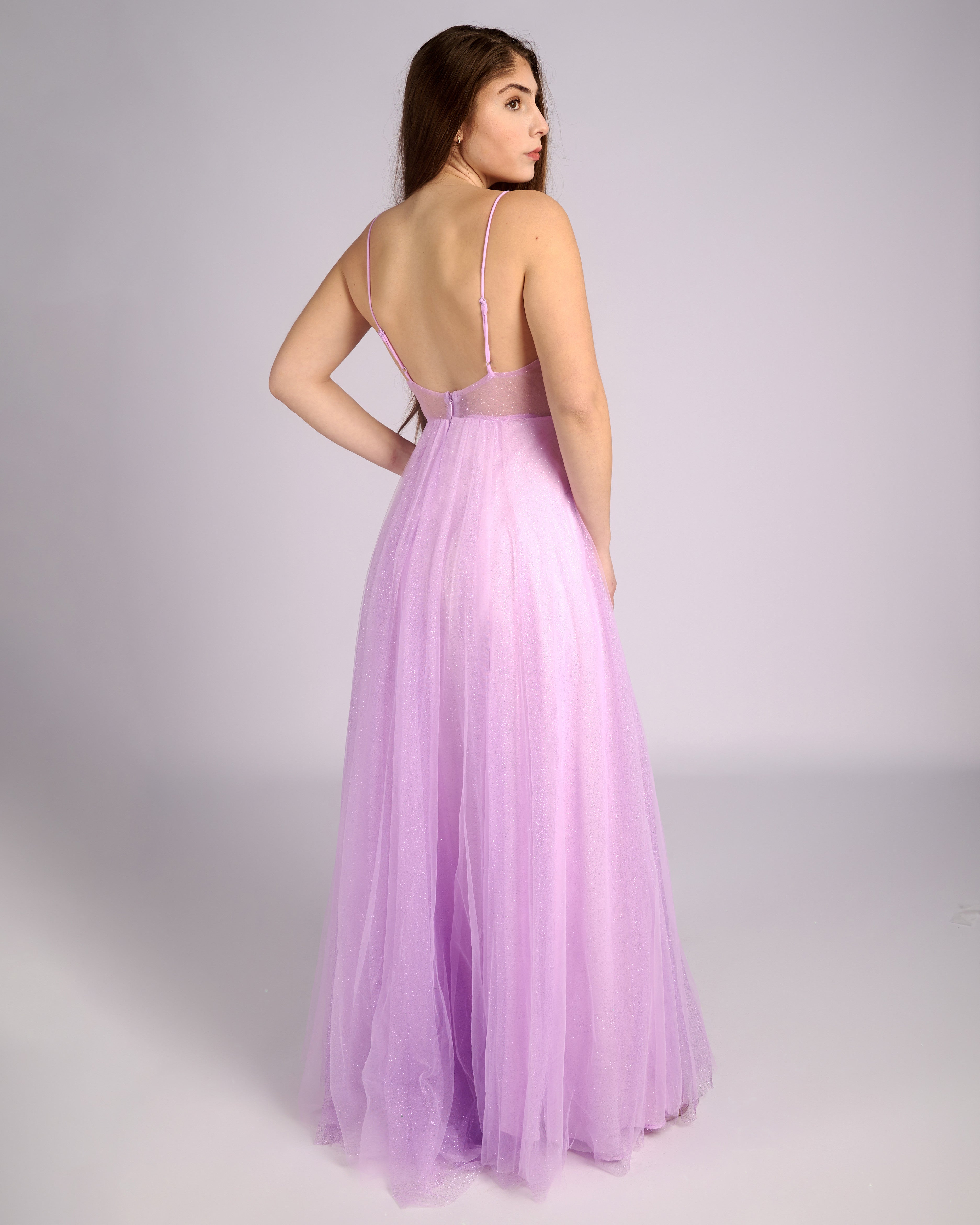 Nefeli Lilac Evening Prom Glitter Dress