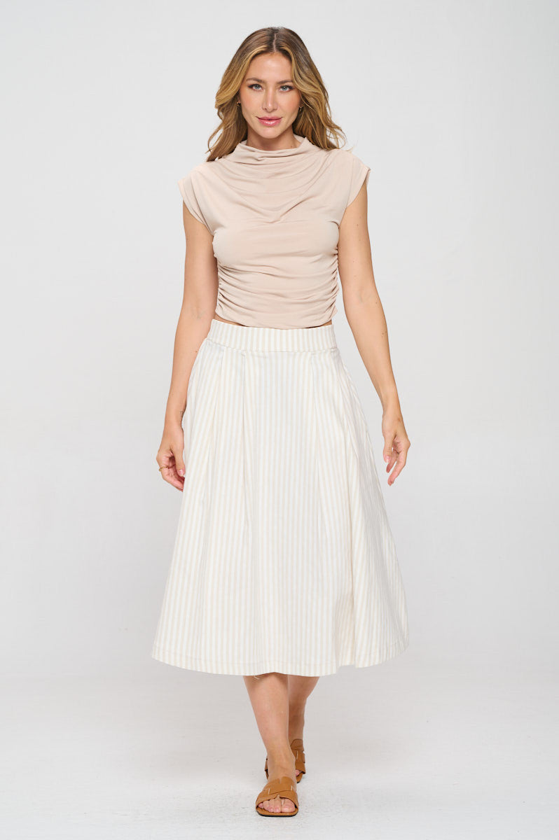 Mock neck Short Sleeve Ruched Crop Top-4