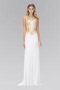 Floor Length Dress with Lace Embroidered Back and Bodice
