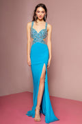 Floor Length Dress with Embroidery and Cut Outs