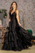 Sequin Bead Sweetheart Ruffled Skirt Mesh A-line Long Dress