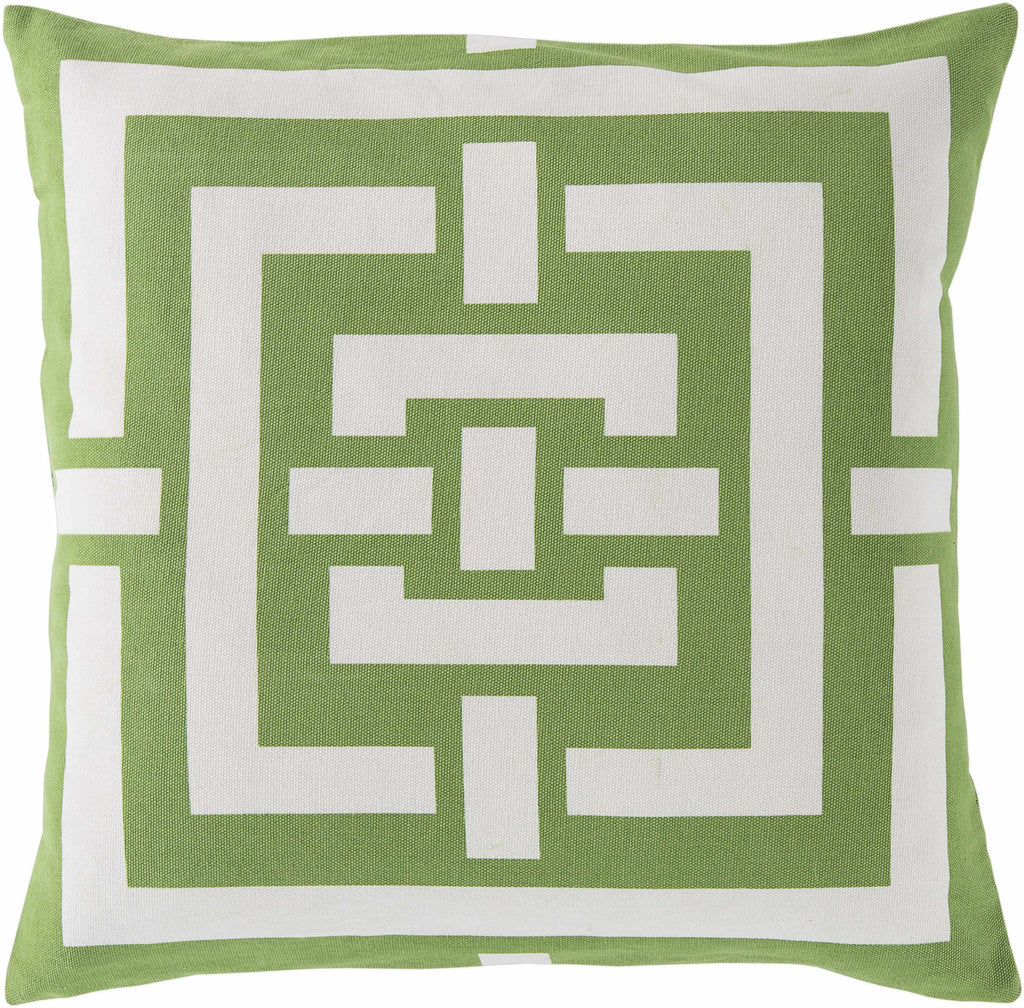 Greenisland Green Geometric Pattern Throw Pillow - Clearance