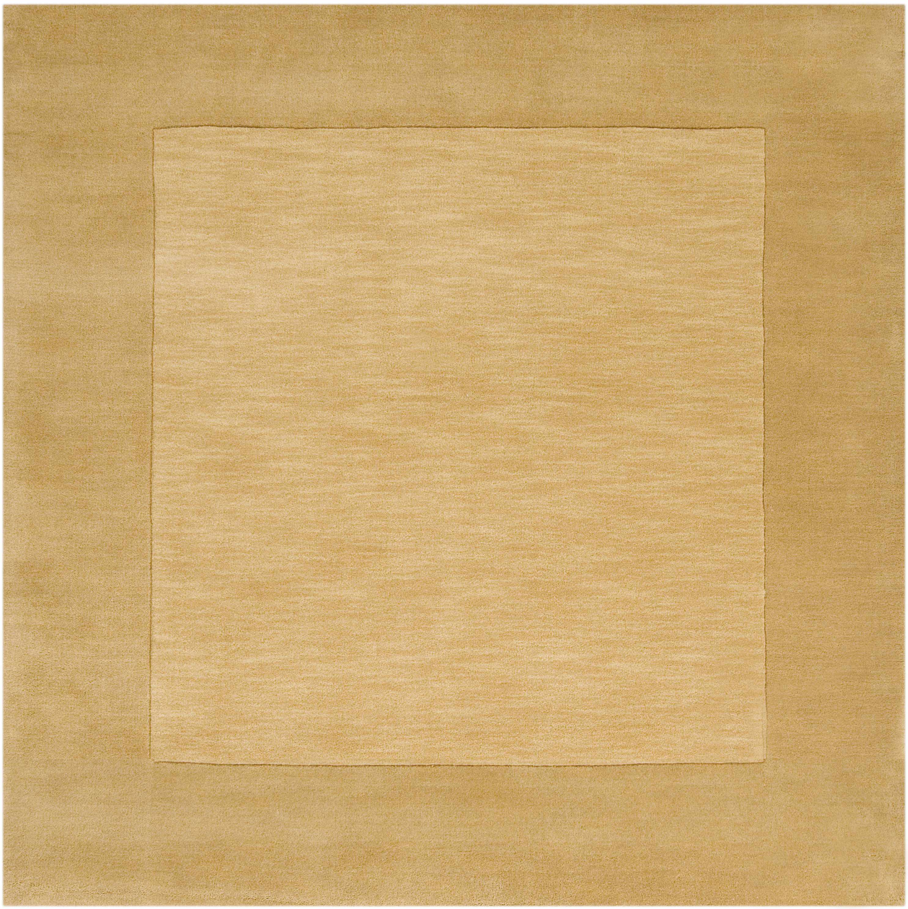 Bordered Solid Camel Yellow Wool Rug